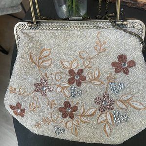 VINTAGE BEADED PURSE with Shoulder strap  chain